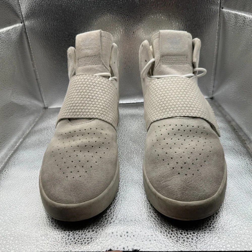 Size 11.5 Adidas‎ Tubular Invader Strap High Top Off White Mens Sneakers BB5038